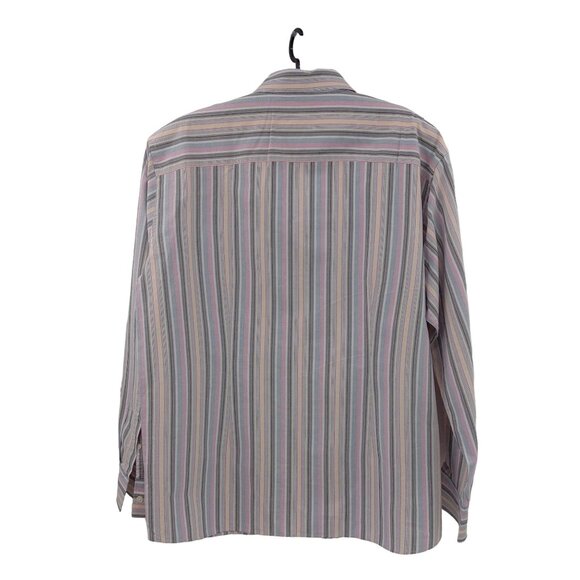 Faconnable Mens Striped Shirt Size L Large Pastel Button Front Pocket Preppy - Picture 7 of 13